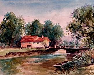 BLASIUS (Italian 1908-1979) WATERCOLOR | Country home. Watercolor on paper. 5 x 9 in. Sight. Signed & dated “1932” lower right - h. 9 x w. 13 in