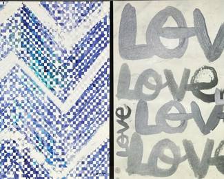 (2pc) Oliver Gal Oil Paintings | Including: Oliver Gal pop art and “Love” canvas print - h. 20 x w. 20 x d. 1.5 in