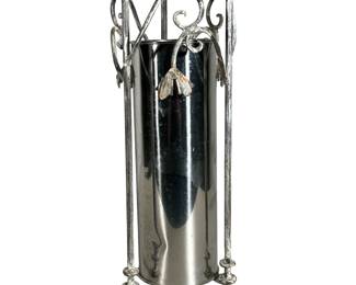 UMBRELLA STAND | 2-piece metal umbrella stand with iron outer piece and metal inner piece - h. 17.5 x dia. 7 in