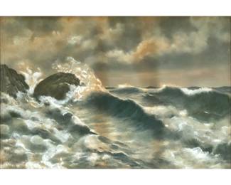 H. MAYLATH (20th Century) | Stormy seascape.
Pastel on paper. Signed and dated 1906 lower left. 20.5 x 13.5 in. (sight) - h. 17.5 x w. 24.5 in (frame)