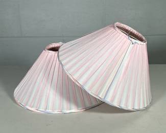 (2pc) PAIR SMALL LAMP SHADES | Pair of iridescent pink lamp shades - h. 6 x dia. 12 in