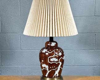 Glazed Ceramic Vase | on brass base - h. 27 x d. 8 in