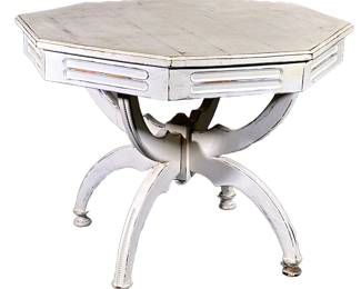 OCTAGONAL TABLE | Painted carved wood octagonal table - h. 29 x w. 36 x l. 36 in