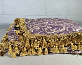 LARGE TAPESTRY | Large purple blanket, curtain, or other fabric with tassels - w. 7 x l. 14 ft