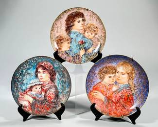 (3pc) Set Of Three Knowles Edna Hibel Mothers Day Plates Limited Edition 8’ | Three Limited Edition Plates by Edna Hibel for Knowles 1985 - h. 1 x w. 8 x d. 8 in