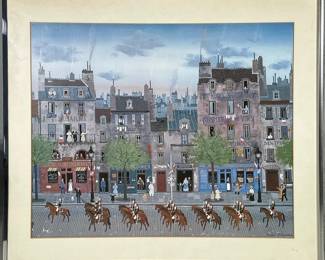 Michel Delacroix (20TH/21ST CENTURY) Print | La Garde Republicaine. Print signature bottom right. 17.5 in by 21.5 in sight. - h. 22.5 x w. 26.5 in