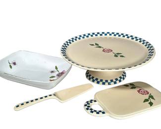 (4pc) MIXED CERAMICS | Including: RB Bernada cake plate, RB Bernada cheese board & spatula, and Royal Worcester Astley bowl. - h. 4 x dia. 12.5 in