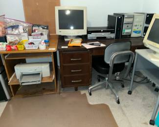 Large executive desk & all kinds of stands and tables