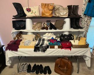 Purses, scarves, boots, shoes!