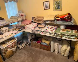 Blankets, linens, towels, pillows