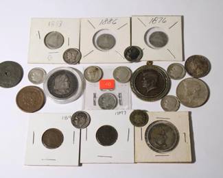 Antique Coin lot 22pc 1800 draped bust, Indian Head Cent, Dimes
