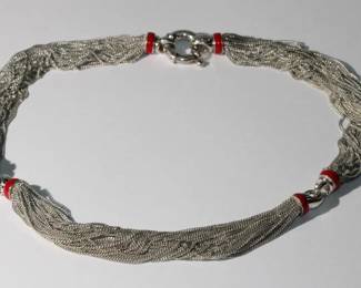 Tiffany & Co. .925 Enamel Multi Strand Mesh 17"