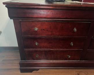 Rich, dark finish dresser & mirror,