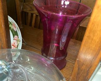 Cranberry glass vase