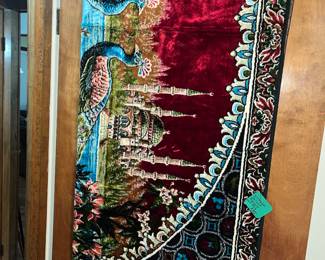 VELVET PEACOCK WALL HANGING OR RUG