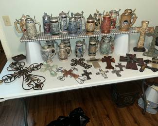 AVON BEER STEIN COLLECTION & LOTS OF CROSSES