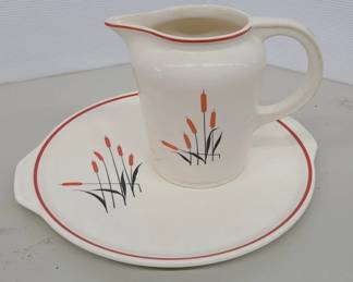 Sears-Roebuck Oven Proof Cat Tail Pitcher & Tray