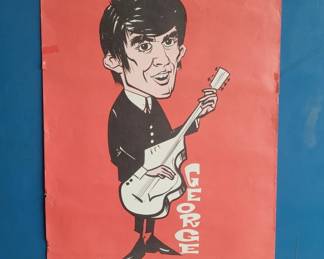 Beatles George Harrison 1965 Caricature Poster