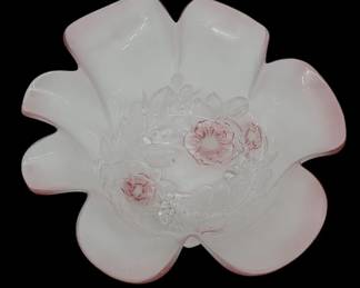 Mikasa Rosella Pink Glass Floral Translucent Bowl