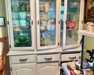 vintage white china hutch