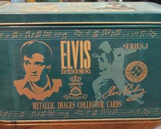 1993 Elvis collector’s tin with full set of enamel framed cards…..