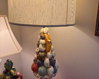 VINTAGE FRUIT LAMP - METAL BASE & ROUND SHADE