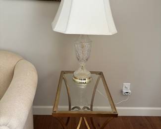 LAMP TABLE - BRASSS & GLASS, CHRYSTAL LAMP