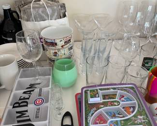 Bar ware, child dishes, bowls & shoe storage