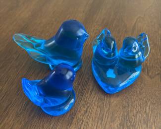 BLUE GLASS BIRD FIGRINES