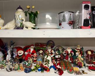 SANTA FIGURES, COOKIES TINS & OTHER DECORATIONS