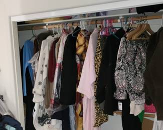 Closet with clothes and accessories