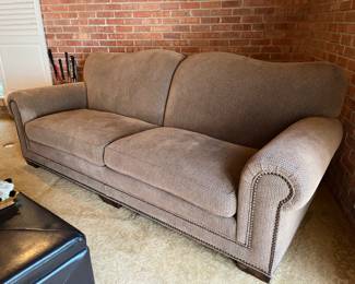 PRESALE CBS furniture roll arm sofa with nailhead trim- taupe color 97w x 36h x 40d
