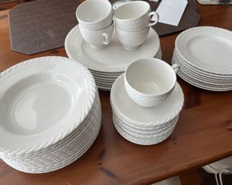 Ralph Lauren “Clearwater” white plates, bowls, cups, saucers