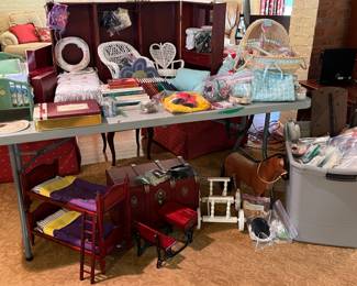 Pleasant Company American Girl beds, desk, trunk, wardrobe, crib, bassinet, teepee, horse, lots of outfits, pets, accessories