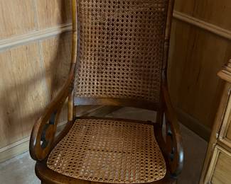 vintage cane rocker with cushion