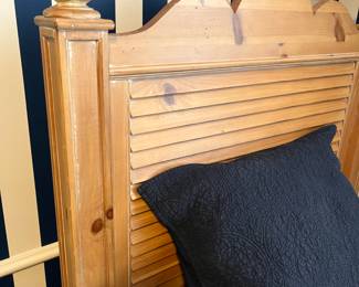 Lexington Pickled pine Twin bed frames with louvered shutter look – 55”h headboard