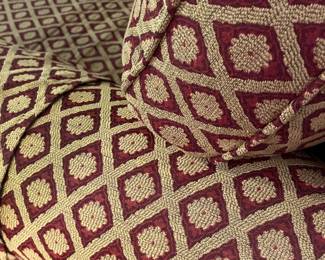 Henredon large swivel chair and a half with red/gold print 40w x 39d x 30h