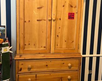 PRESALE pine wardrobe armoire / cupboard - 2 available for matching extra storage - 2pc unit for easier moving.