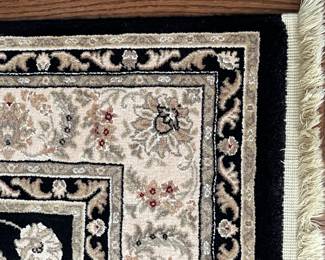 Karastan Persian Renaisssance – black & cream wool and silk area rug, 7’7” x 5’4”