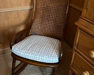 vintage cane rocker with cushion