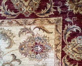 Red/cream wool area rug – 9x7