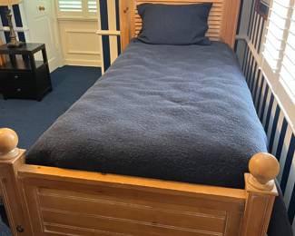 Lexington Pickled pine Twin bed frames with louvered shutter look – 55”h headboard