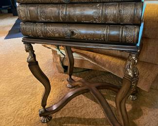 faux stacked books side table w/ 1 drawer 22w 18d 30h