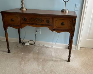 Antique maple desk / vanity table – 3 drawer 45w x 19.5d x 29.5h - matching mirror available