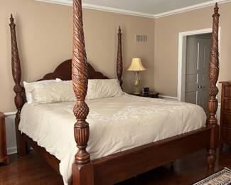 Beautiful king. 4 poster bed. NOTE! This will have to be completely disassembled to remove from this room.