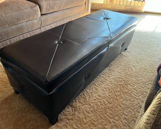 Leather storage ottoman 50L 19W 15.5H