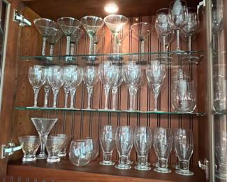 glass stemware, wine, beer, martini glasses