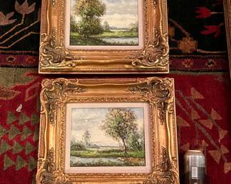2 small original oils in gold frames