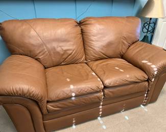 Leather pull-out sleeper sofa