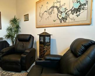 Power lift assist leather recliners with heat and massage